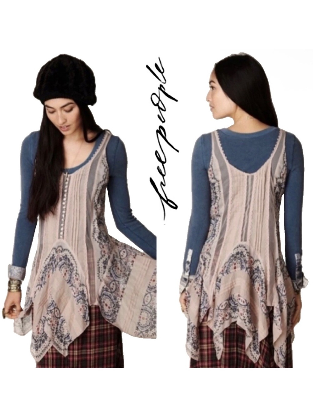 NWT Free People !!RARE!! VINTAGE!! Border Print Slip Dress (xs)